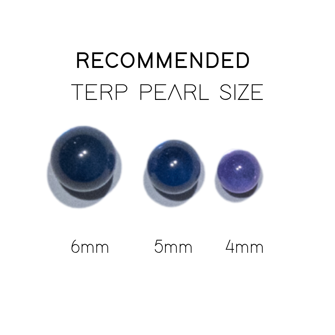 Recommended Terp Pearl Size chart — 6mm, 5mm, 4mm